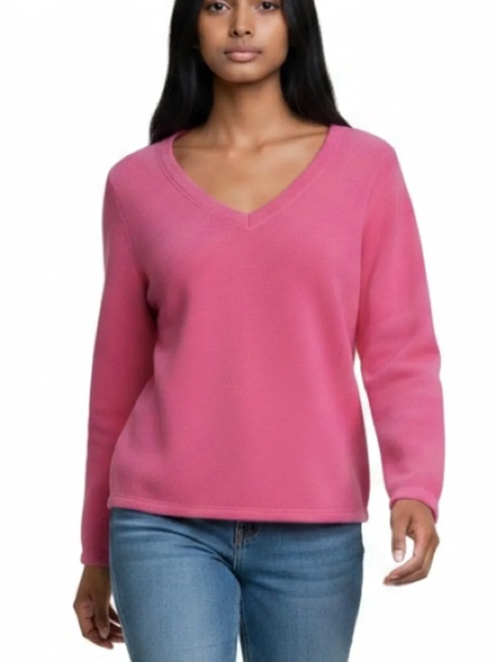 Faded Glory Girls Hot Pink V-Neck Plush Pullover
